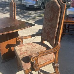 2 Ashley Furniture Carved High Back Open Armchairs; 14221-111