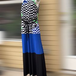 Maggy London Dress Size 8 Sleeveless Long Maxi Black Blue Green