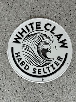 20” WHITE CLAW Hard Seltzer Tin Promo Sign. White/ Black. Raised Graphics.