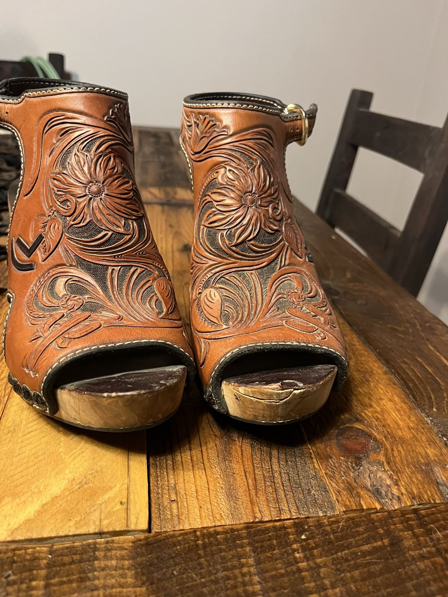 Red Heels Handmade Heels Roper Women's Mika II Tan Tooled Heel