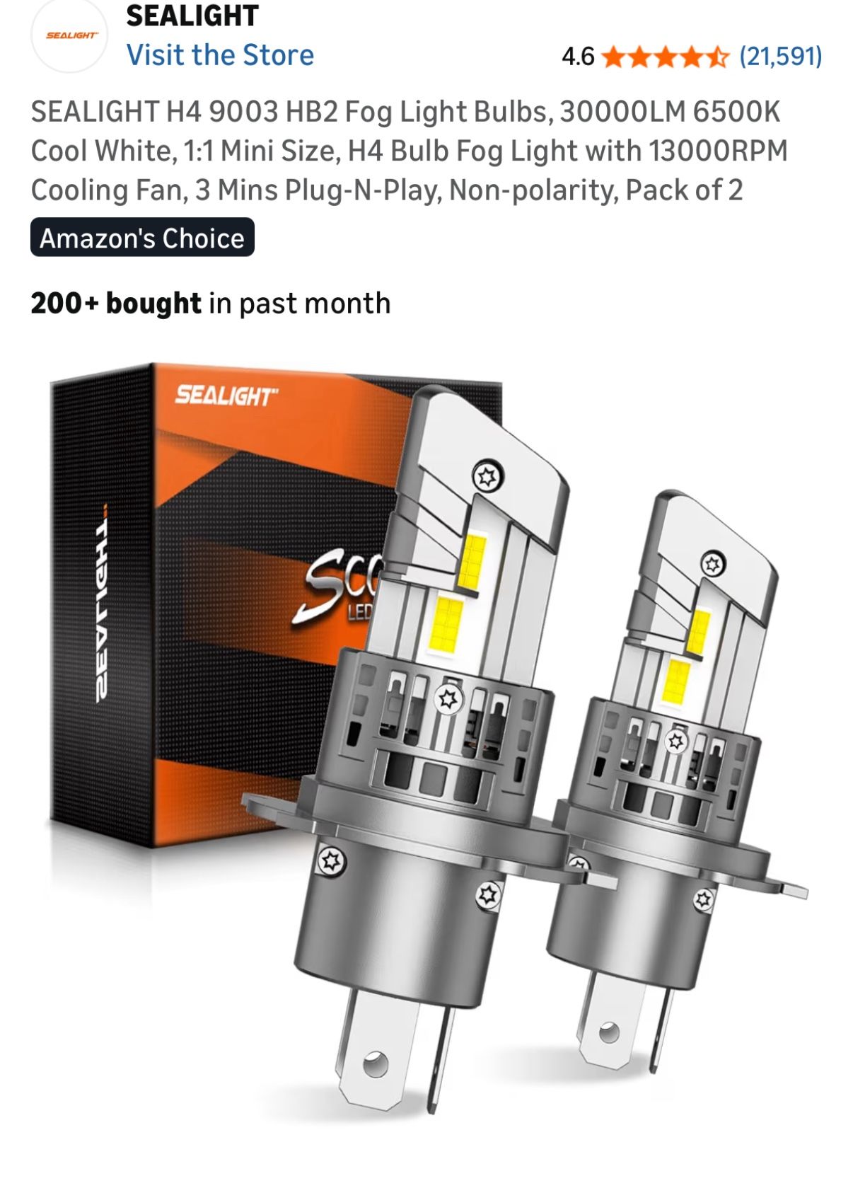 SEALIGHT H4 9003 HB2 Fog Light Bulbs