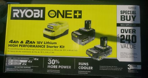 2-Ryobi 18V batteries with charger