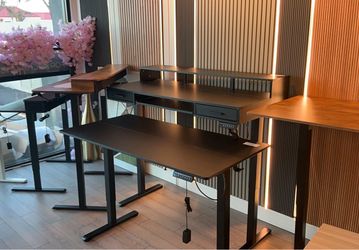 Electric Standing Desk with Monitor Riser and Drawers