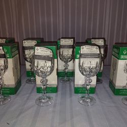 8 Beautiful & Elegant Royal Irish Lead Crystal Wine Glasses