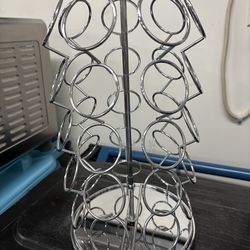 Nifty K Cup Holder – Compatible with K-Cups, Coffee Pod Carousel | 35 K Cup Holder, Spins 360-Degrees, Lazy Susan Platform, Modern Chrome Design, Home