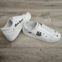 Karl Lagerfeld Womens Leather Slip-On Shoes with Charms 10M