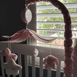 Pink Mobile Baby Crib