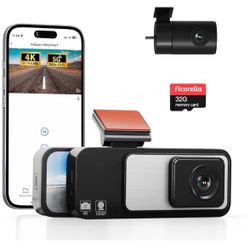 Brandnew Dash Cam Front and Rear, 3.2" IPS Screen, 4K+1080P, Free 32GB Card, 5GHz High-Speed WiFi, APP Control, Super Night Vision WDR, 150° Wide Angl