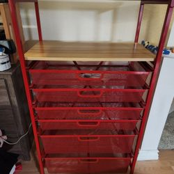 2 Tier, 6 Drawer Rolling Organizer Cart