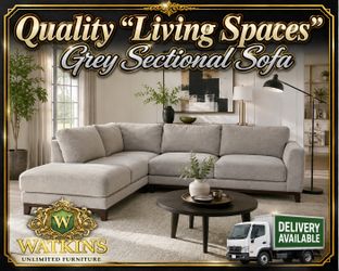 🛋️ Quality “Living Spaces” 2-Piece Grey Sectional Sofa – Delivery Available! 🛻