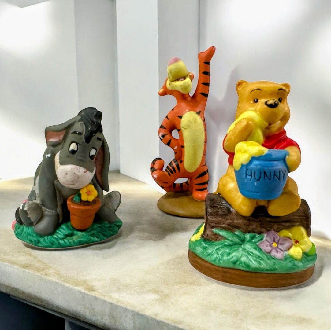 Vintage (1990s) Disney Winnie the Pooh, Tigger Eeyore Porcelain Figurines Lot