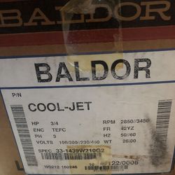 Baldor cool jet NEW Motor 2850 RPM 3/4 hp