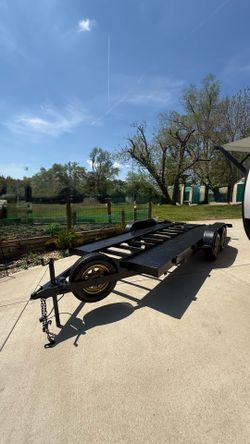 Low profile Car hauler trailer 77” width by 16ft length with electric brakes end axle 8k payload.
