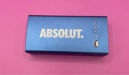 Absolut Vodka Portable Power Bank Charger Blue Leed's NIB Promotional