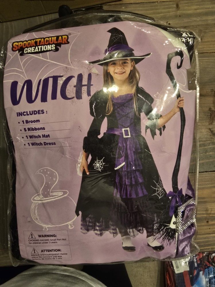 Spooktacular Creations Fairytale Witch Cute Witch Costume Deluxe Set with Broom for Girls