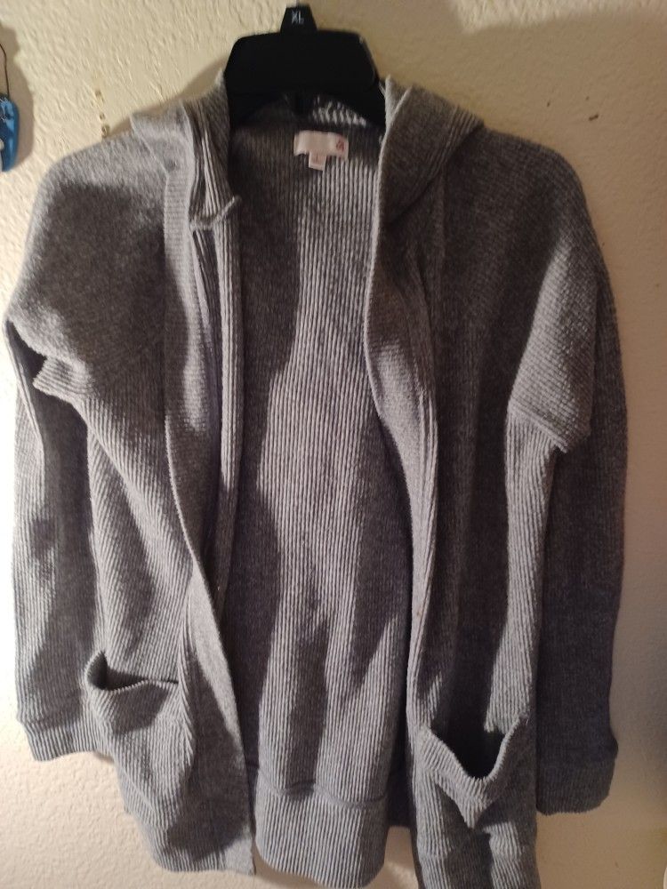 Junior Ladies Large Cardigan Sweater With Hoody