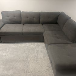 Modern Dark Gray L-Shaped Sectional Sofa w/ Chaise – 94” x 92”