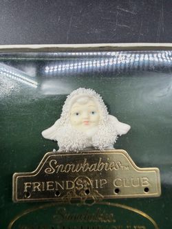 Department 56 SNOWBABIES FRIENDSHIP Club Angel Ceramic Pin/Brooch