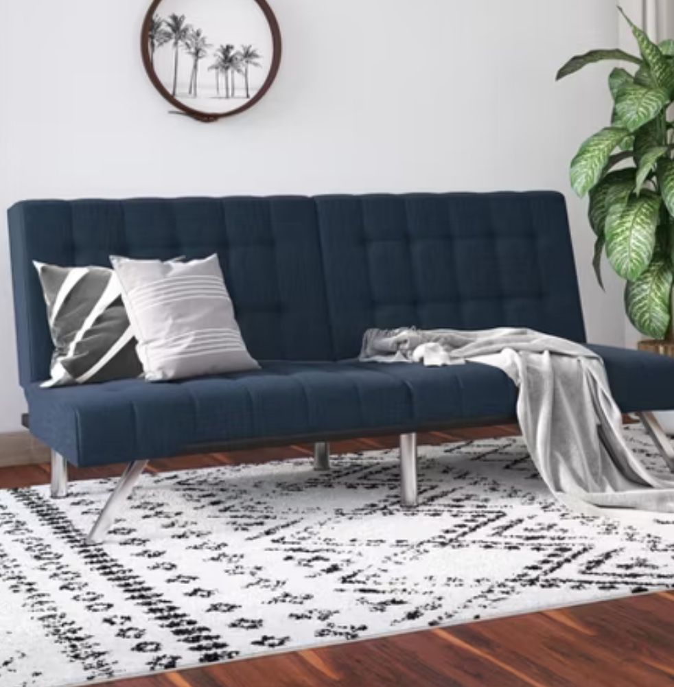 DHP EMILY CONVERTIBLE FUTON IN NAVY BLUE LINEN