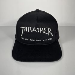 Thrasher Magazine Mark Gonzales Worldwide Snapback Skateboard Hat Cap Black OSFM