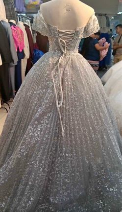 Silver quinceañera dress