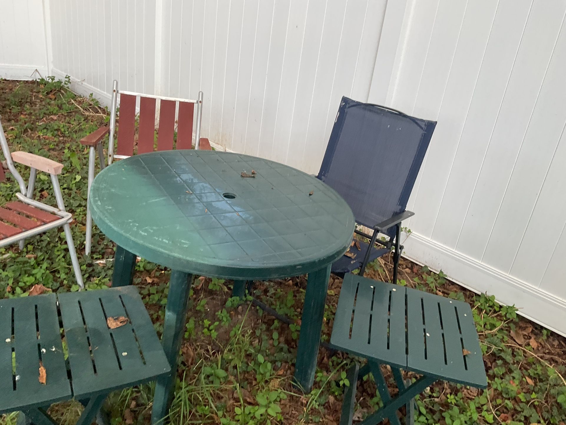 Patio Items, Chairs , A Table And 2 Small Tables (NO SHIPPING)