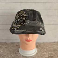 Women's Harley Davidson Studded Skull Gray AdjustableHat