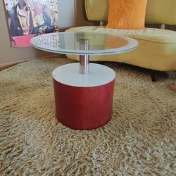 Mid-century modern glass top wood base side table