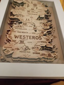 Westeros Map,Game Of Thrones Wooden Map 3D Multilayer Fan Art