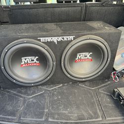 Dual 12” Subwoofers In Box With Amp