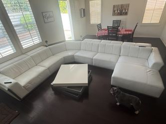 Big Leather Sectional White