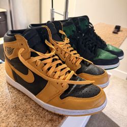 Air Jordans 1  High Green pine and Taxi 10.5