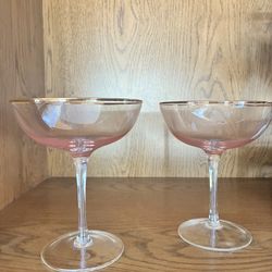 Pair of Pink Coupe Glasses with Gold Rims