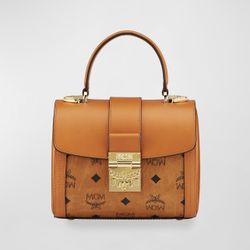 MCM Tracy Visetos Leather Top- Handle Bag