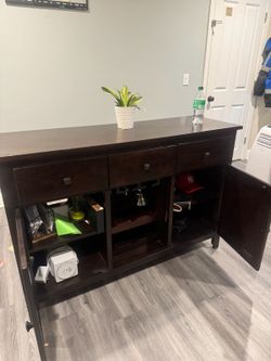 Dark Wood Buffet Sideboard with Wine Rack
