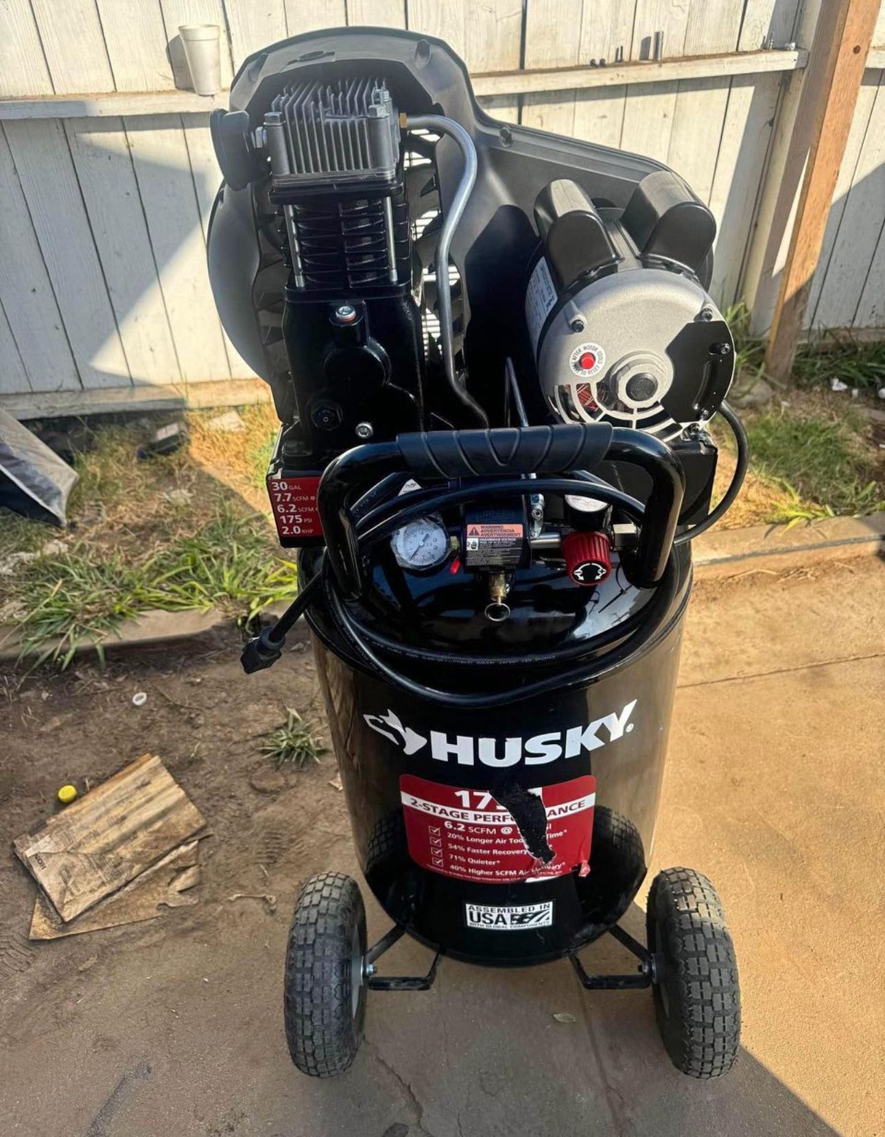 Husky 30 Gal. 175 PSI Oil Lubed Belt Drive Portable Vertical Electric Air Compressor