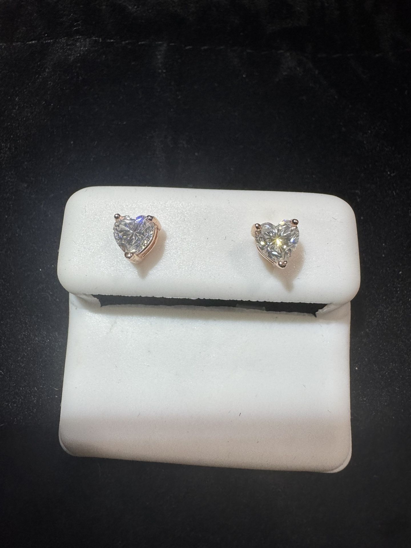 Rose Gold Over 925 Silver 2 Carat Moissanite Heart Earrings