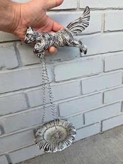 Vintage Cast Iron Squirrel Wall Hanging Bird Feeder Planter Rustic Farmhouse Garden Decor