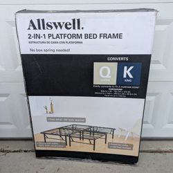 Allswell 14" Convertible High Platform Metal Bed Frame, Queen/King, Black