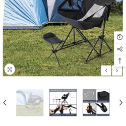 Tangkula Folding Camping Chair, Portable Camp Chair With Retractable Footrest