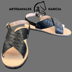 Huarache De Avestruz Negro 