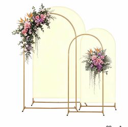 Metal Arch Backdrop Stand and Cover Set, 2 Set, 7.2FT, 6FT Sturdy, Party Backdrop Set, Wedding Arch Frame, For Birthday, Baby Shower, Christmas
