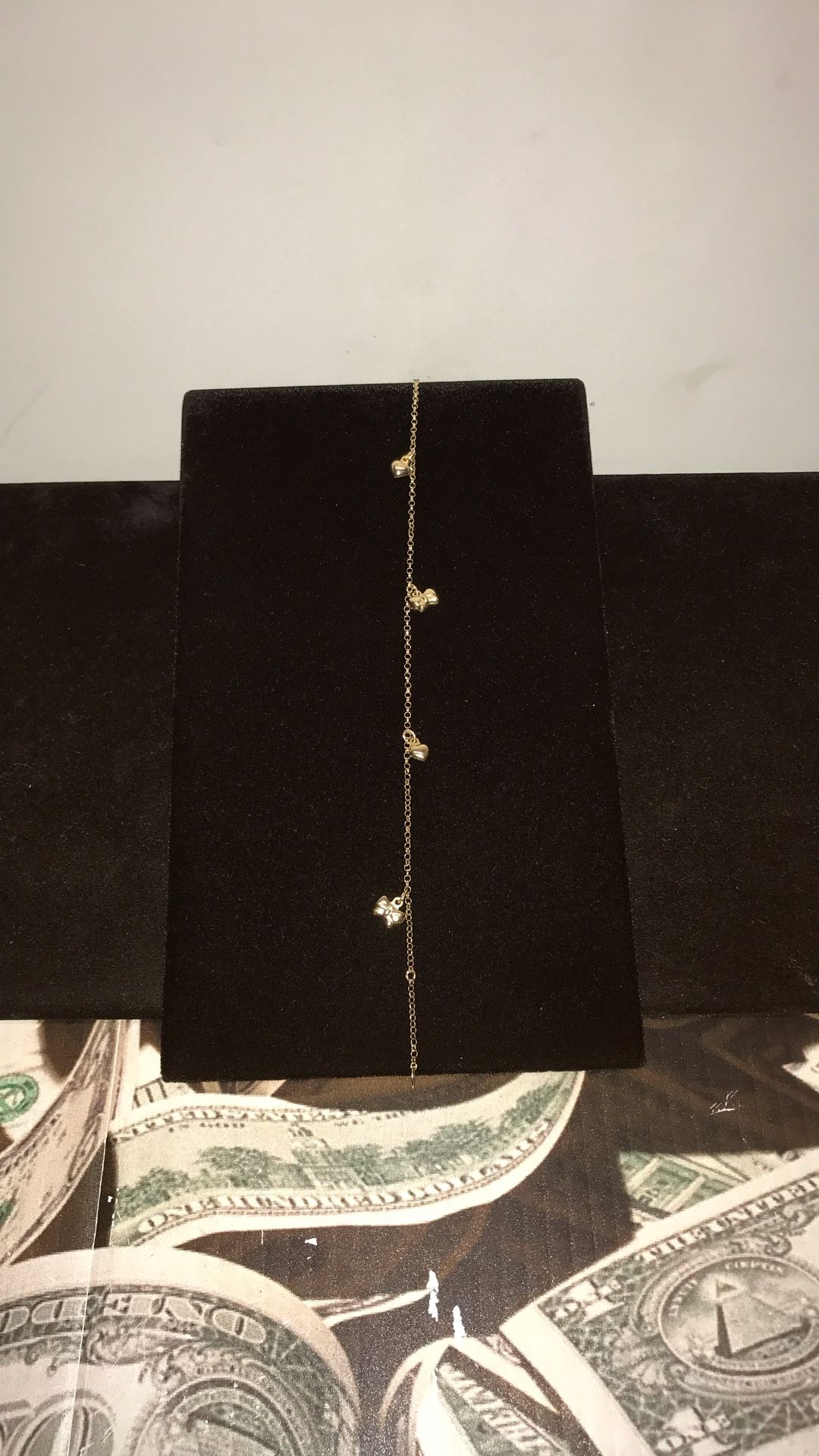 33363-1 14KYG ANKLET OR BRACELET WITH BOWS AND HEARTS 