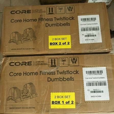 Core Home Fitness Adjustable Dumbbells PAIR Set 5-50Lbs Weights