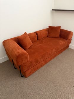 Burnt Orange Corduroy Convertible Sofa Bed