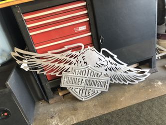 Harley logo on steel plate for trade