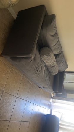 Gray Fabric Sofa with Rolled Arms