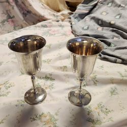 Vintage Leonard Wine Goblets Silverplate