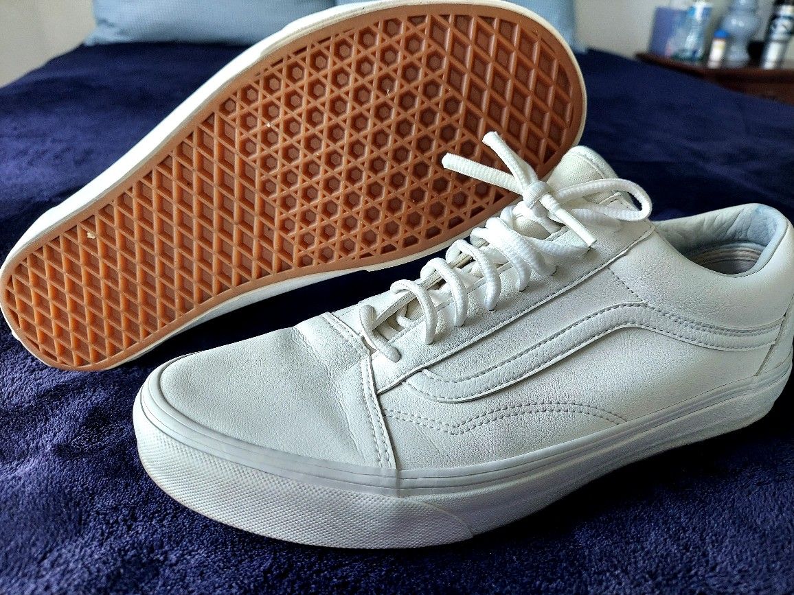 VANS White leather sneakers Men's Size: 12