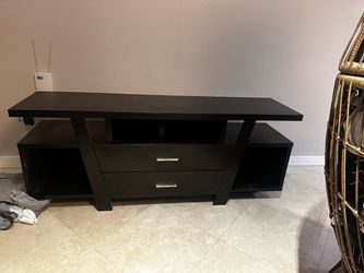 Black Wood TV Stand with Drawers